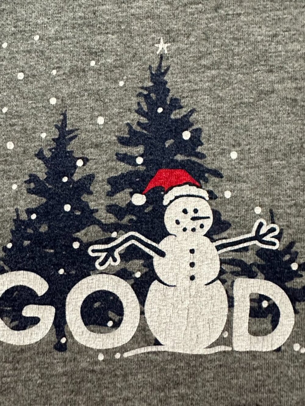 Life Is Good Snowman Winter Christmas Long Sleeve Crusher Tee Heather Grey XXL - Picture 7 of 15